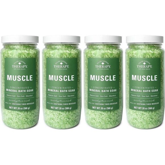 Mineral Bath Soak, Aches And Pains Muscle Relief, 20 Oz, Pack Of 4